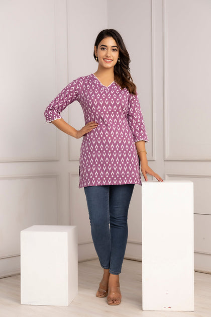 Women Purple Printed Straight Tunic – Nayo Clothing