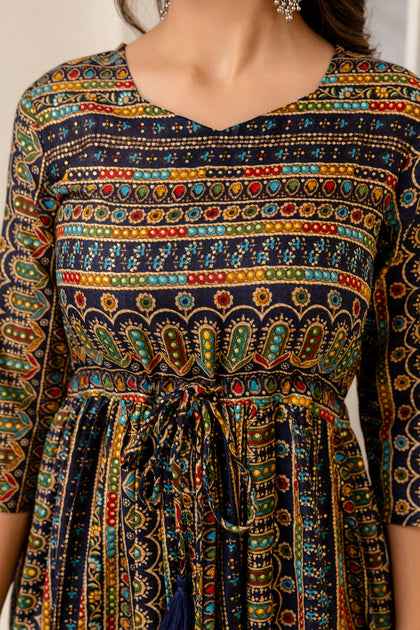 Women Multi Ethnic Printed Flared Dress