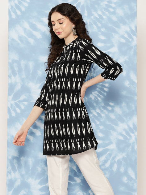 Women Mustard Straight Tunic With Three Quaretr Sleeves main image 1