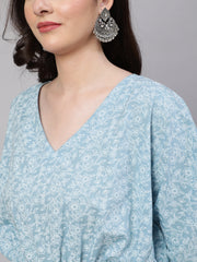 Women Blue Ethnic Printed Kaftan