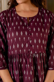 Women Burgundy Peplum Tunic