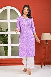 Purple Printed Kurta for Women