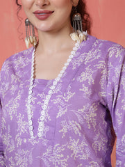 Purple Printed Kurta for Women