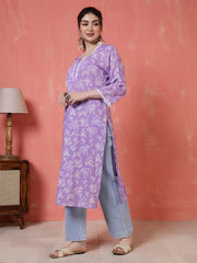 Purple Printed Kurta for Women