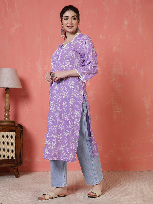 Purple Printed Kurta for Women
