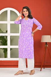 Purple Printed Kurta for Women