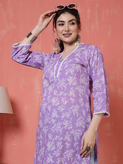 Purple Printed Kurta for Women
