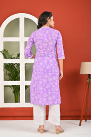 Purple Printed Kurta for Women
