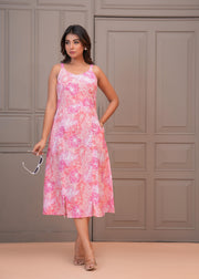 Floral Printed A-Line Midi Dress for Women