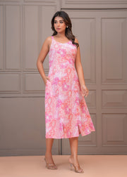 Floral Printed A-Line Midi Dress for Women