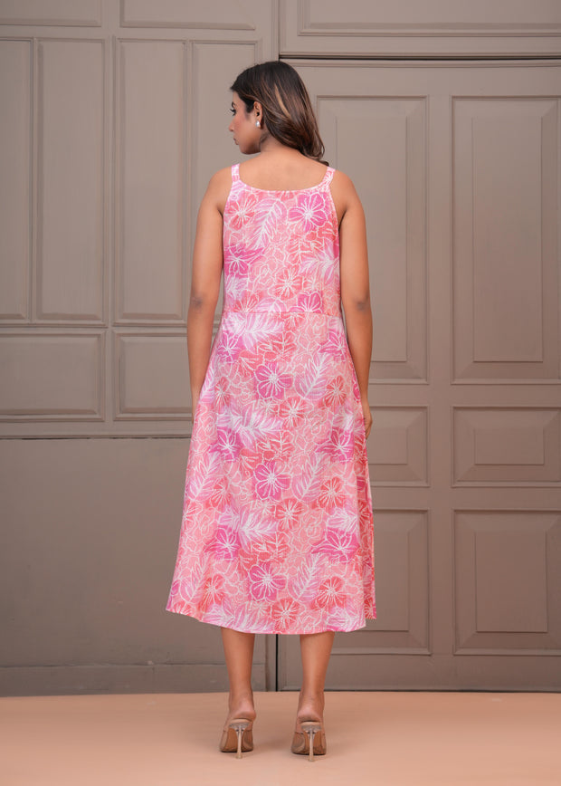 Floral Printed A-Line Midi Dress for Women