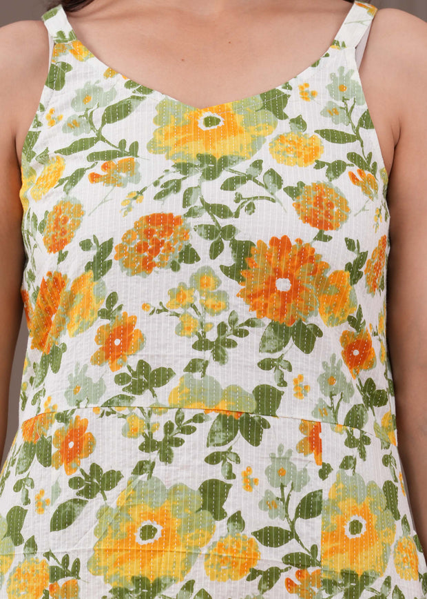 Floral Printed Sleeveless Dress for Women