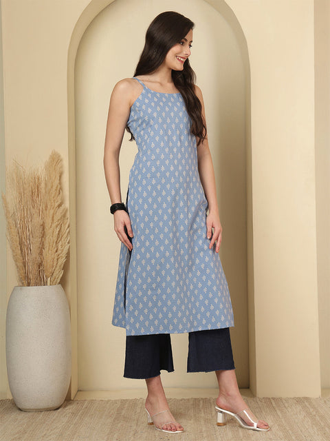 Blue Printed Kurta for Women