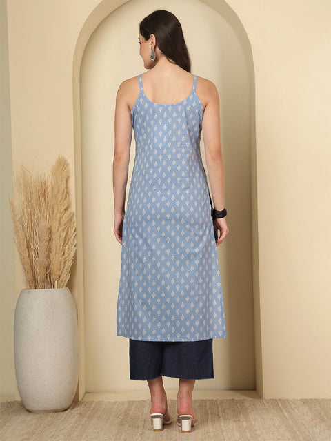 Blue Printed Kurta for Women