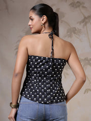 Women Black Printed Top