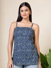 Women Blue Printed Straight Tunic