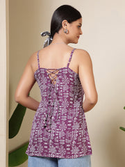 Women Purple Printed Straight Tunic