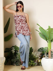 Women Off White Printed Straight Tunic