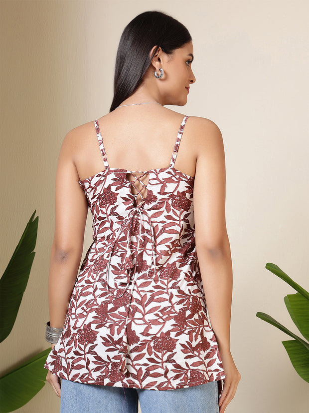 Women Off White Printed Straight Tunic