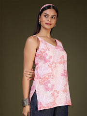 Women Pink Printed Straight Tunic