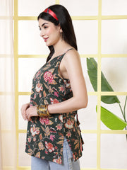 Women Green Printed Straight Tunic