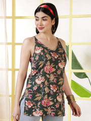 Women Green Printed Straight Tunic