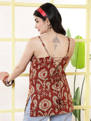 Women Rust Printed Straight Tunic