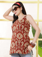 Women Rust Printed Straight Tunic