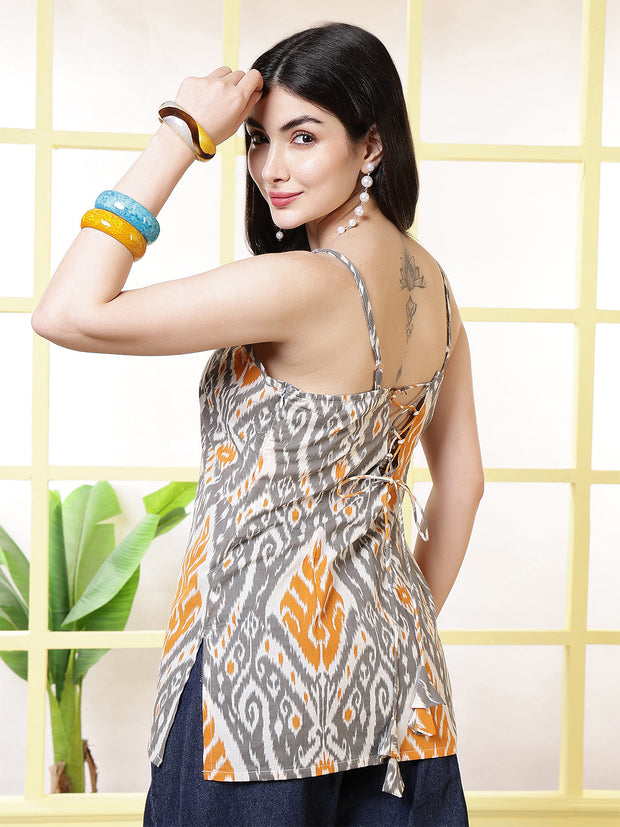 Women Grey Printed Straight Tunic