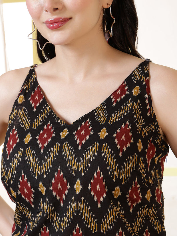 Women Black Printed Straight Tunic