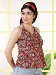 Women Maroon Printed Straight Tunic