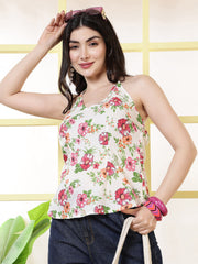 Women White Printed Straight Tunic