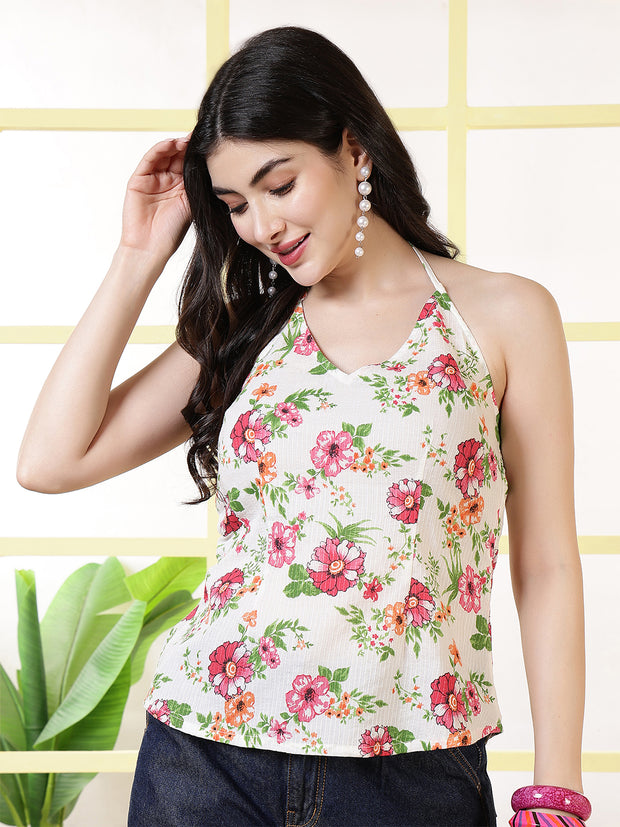 Women White Printed Straight Tunic