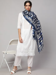 Women Blue And Black Printed Dupatta Combo, Pack Of Two