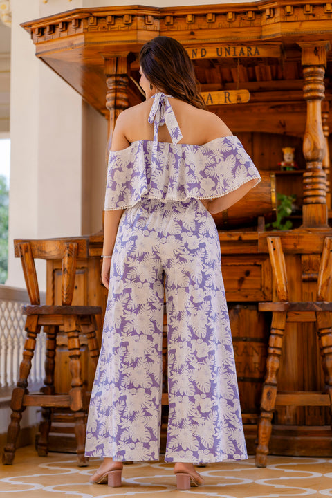 Women Purple Abstract Printed Co-Ord set