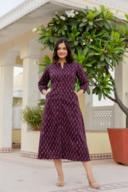 Women Purple Ethnic Printed Flared Dress