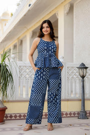 Women Navy Blue Printed Co-Ord set