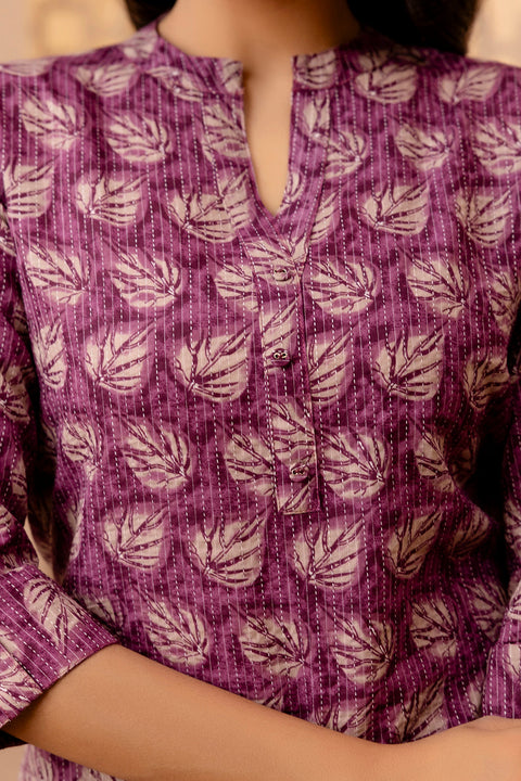 Women Purple Printed Straight Tunic