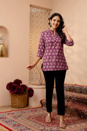 Women Purple Printed Straight Tunic