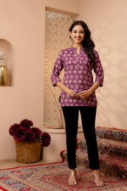 Women Purple Printed Straight Tunic