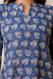 Women Blue Printed Straight Tunic