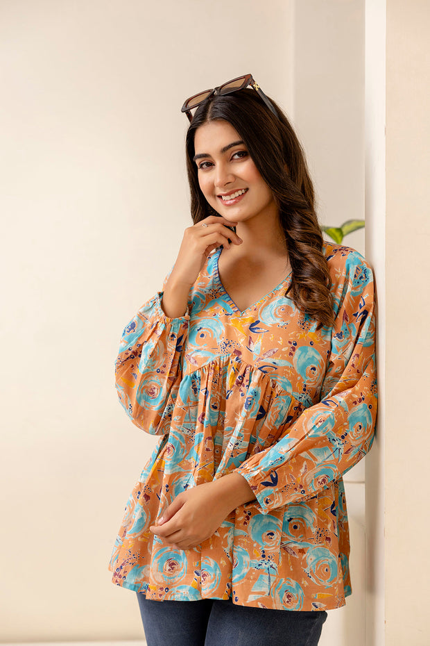 Women Multi Printed Peplum Tunic