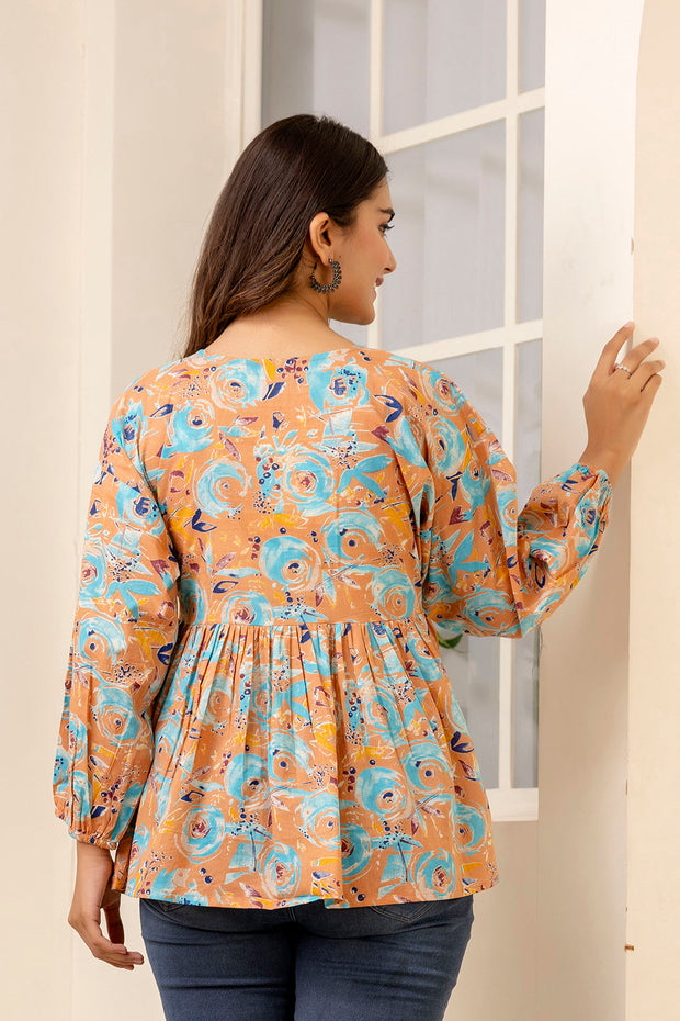 Women Multi Printed Peplum Tunic