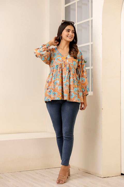 Women Multi Printed Peplum Tunic