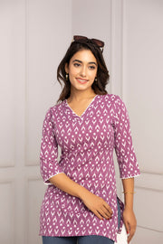 Women Purple Printed Straight Tunic