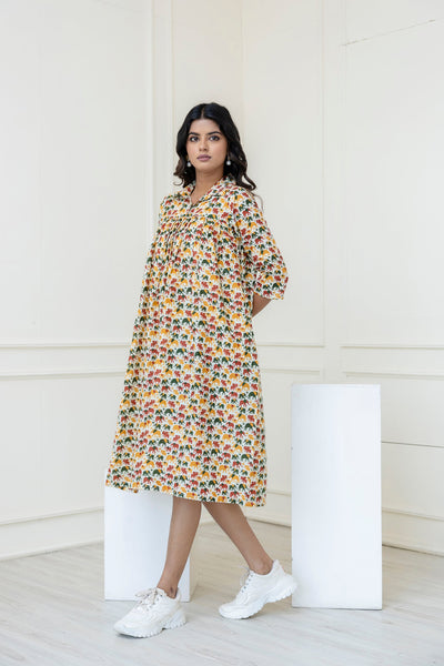 Women Multicolor Printed Flared Midi Dress