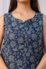 Women Navy Blue Printed Straight Tunic