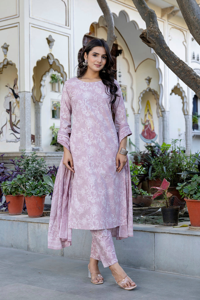 colorful_style୨୧⋆* Magenta Pink Glitter Dot Printed Straight Shantung Kurta