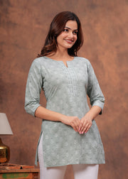 Women Green Printed Straight Tunic