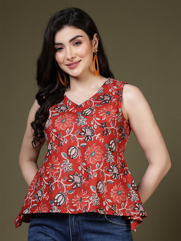 Floral Printed Peplum Tunic